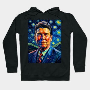 Ronald Reagan in starry night Hoodie